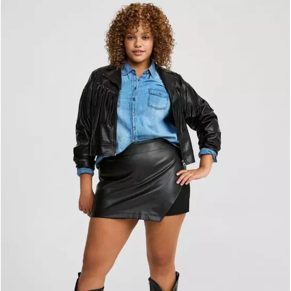 Torrid Pull-On Asymmetrical Faux Leather Skort
